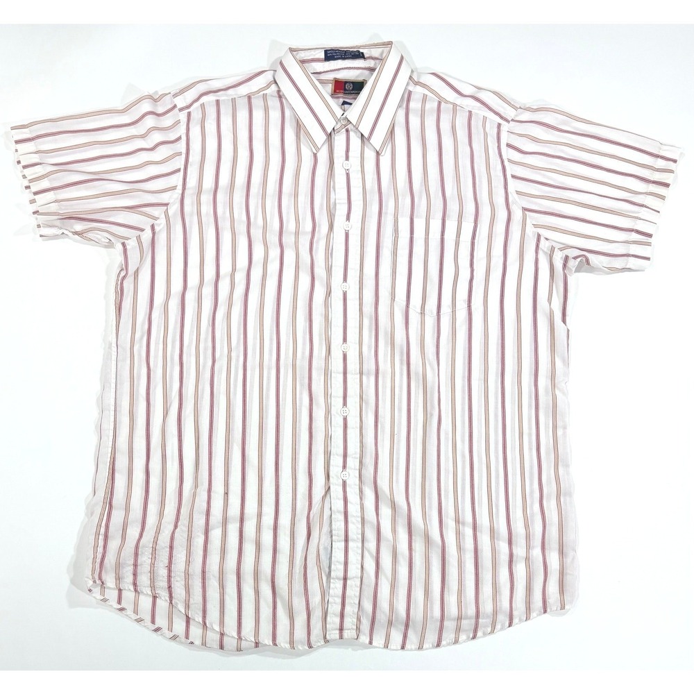 Vintage Button Down Shirt Men's XL Requirements Short Sleeve Striped